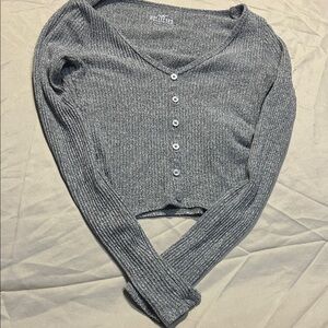 Hollister Gray Ribbed Knit Cardigan